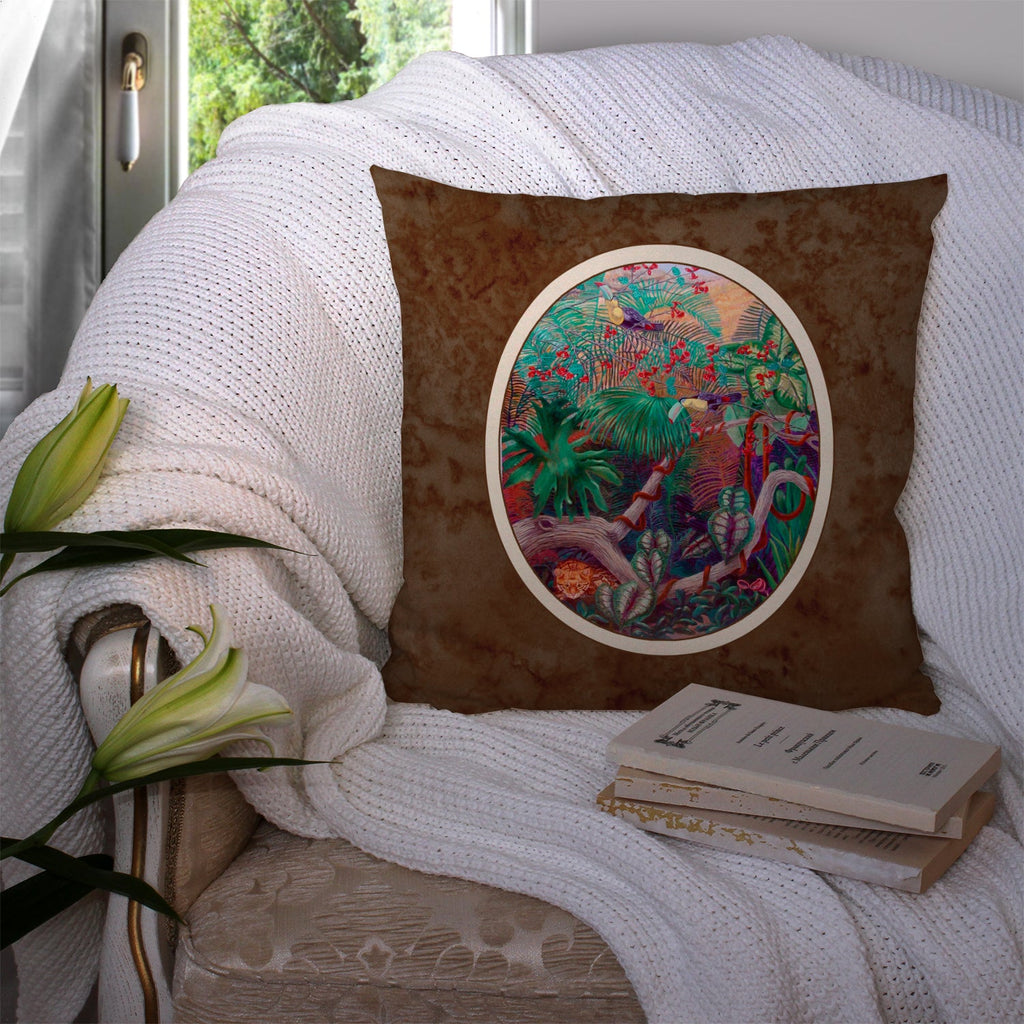 Bird - Toucan Decorative Throw Pillow 14x14 Indoor Outdoor Accent Cushion, Fabric Cover with Insert for Sofa, Bed, Porch & Living Room