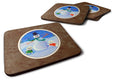 Snowman Bichon Frise Foam Coasters Set of 4 Cup Coasters for Indoor Outdoor, Tabletop Protection, Anti Slip, Mouse pad Material