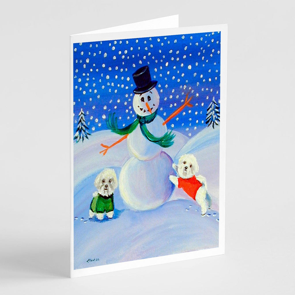 Snowman Bichon Frise Greeting Cards Pack of 8 Blank Cards with Envelopes Whimsical A7 Size 5x7