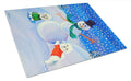 Snowman Bichon Frise Cutting Board Tempered Glass Kitchen Cutting Surface, Heat Resistant Chopping, Non-Slip Feet, Food Prep & Serving