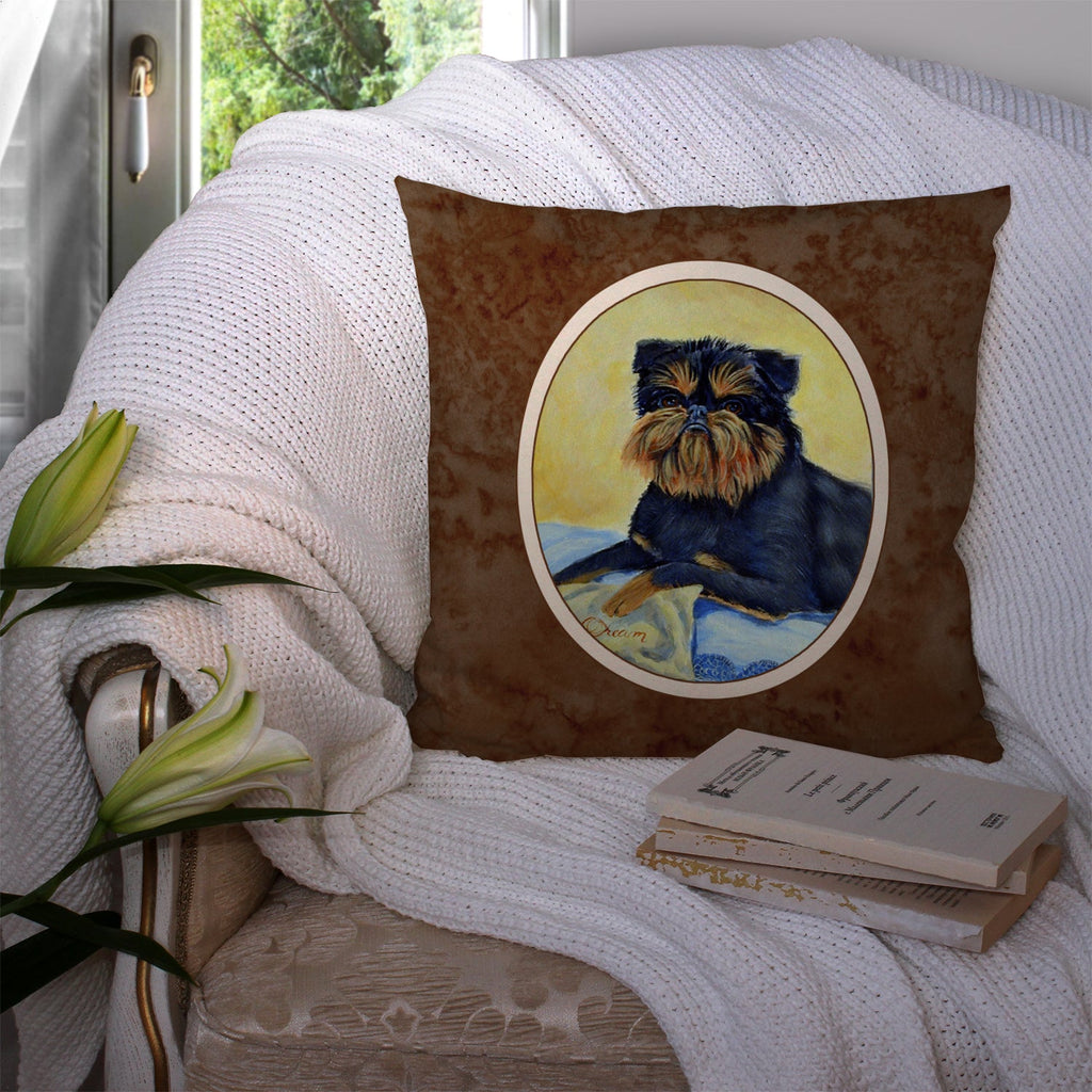 Brussels Griffon Decorative Throw Pillow 14x14 Indoor Outdoor Accent Cushion, Fabric Cover with Insert for Sofa, Bed, Porch & Living Room