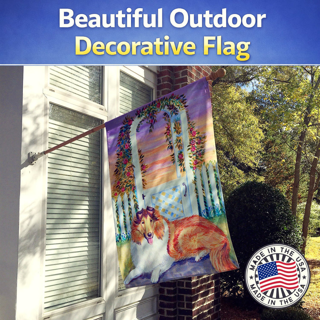 Collie House Flag 28x40 Porch Sleeve Pole Decorative Outside Yard Banner Artwork Wall Hanging, Polyester