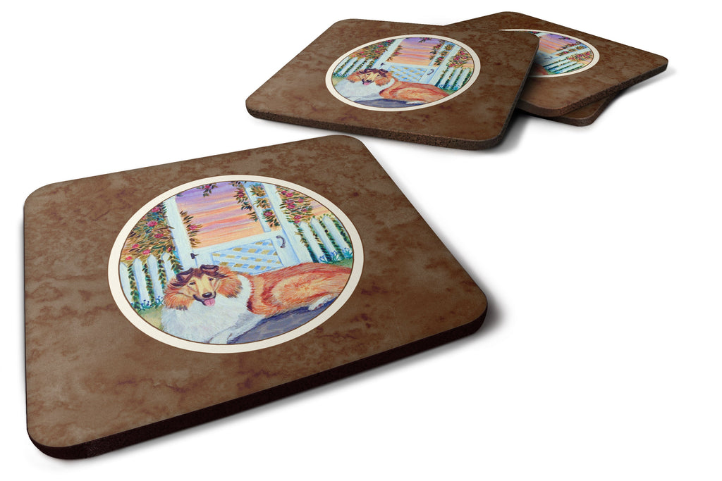 Collie Foam Coasters Set of 4 Cup Coasters for Indoor Outdoor, Tabletop Protection, Anti Slip, Mouse pad Material