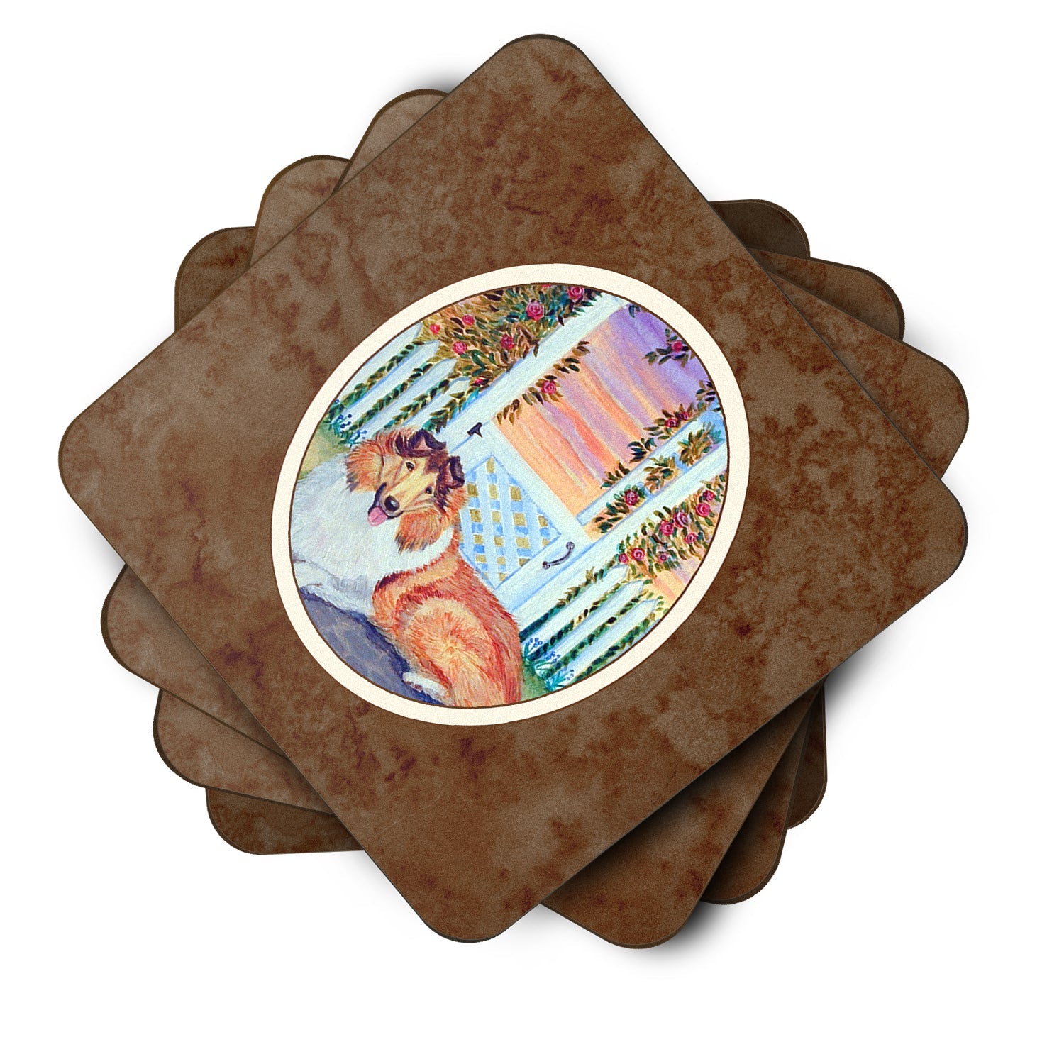 Collie Foam Coasters Set of 4 Cup Coasters for Indoor Outdoor, Tabletop Protection, Anti Slip, Mouse pad Material
