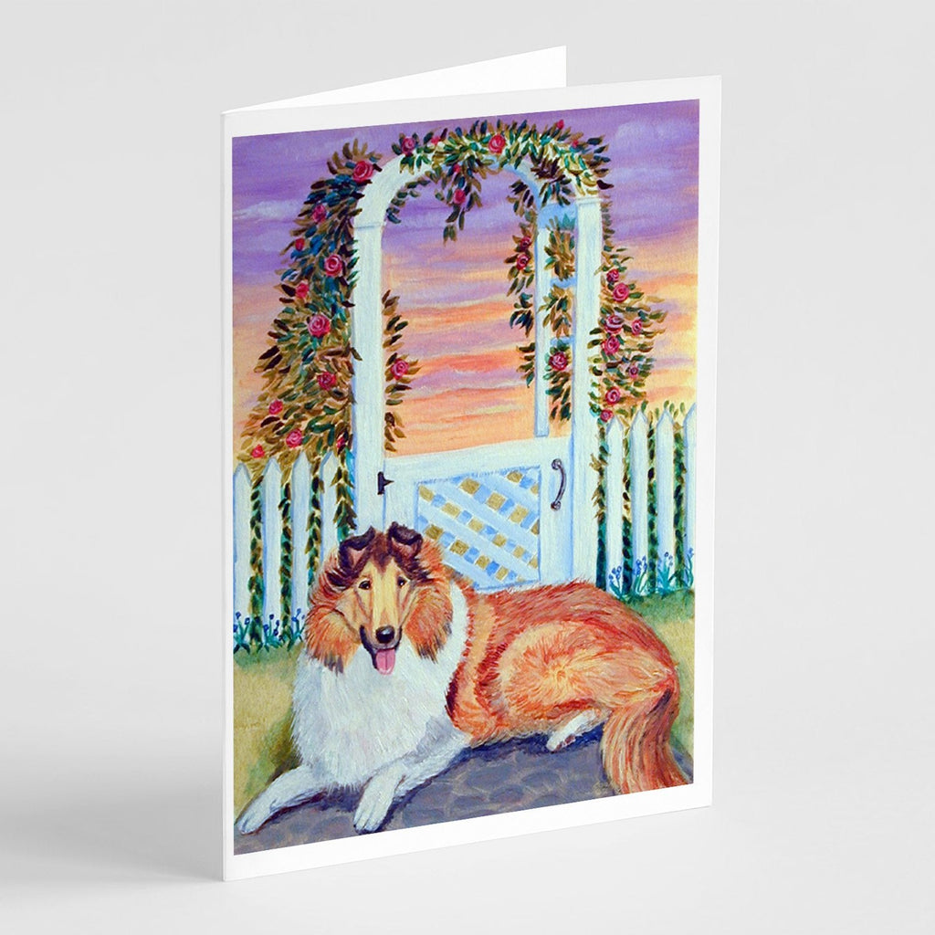 Collie Greeting Cards Pack of 8 Blank Cards with Envelopes Whimsical A7 Size 5x7