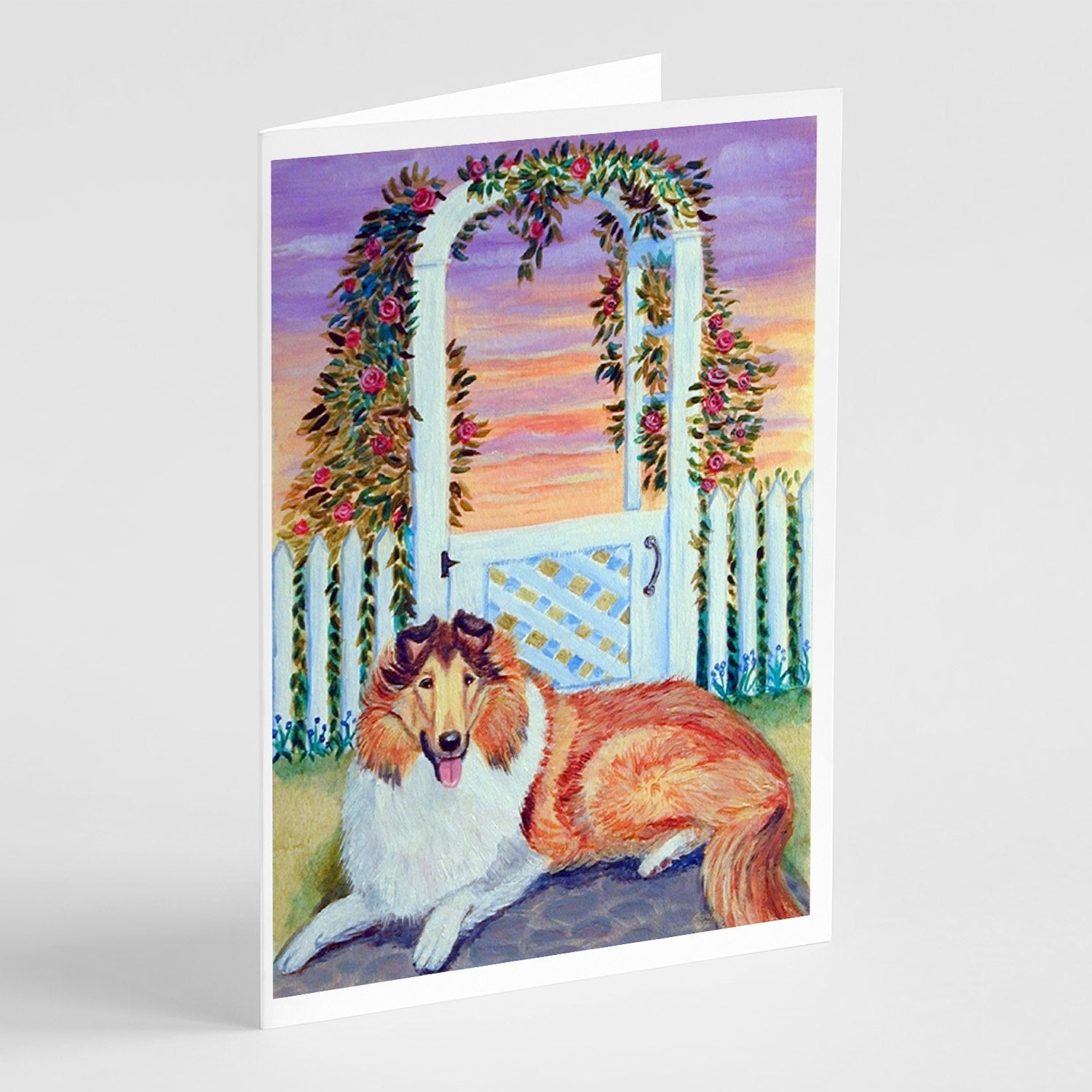 Collie Greeting Cards Pack of 8 Blank Cards with Envelopes Whimsical A7 Size 5x7