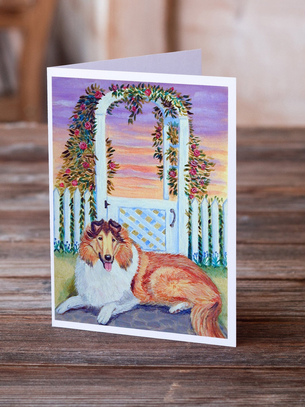 Collie Greeting Cards Pack of 8 Blank Cards with Envelopes Whimsical A7 Size 5x7