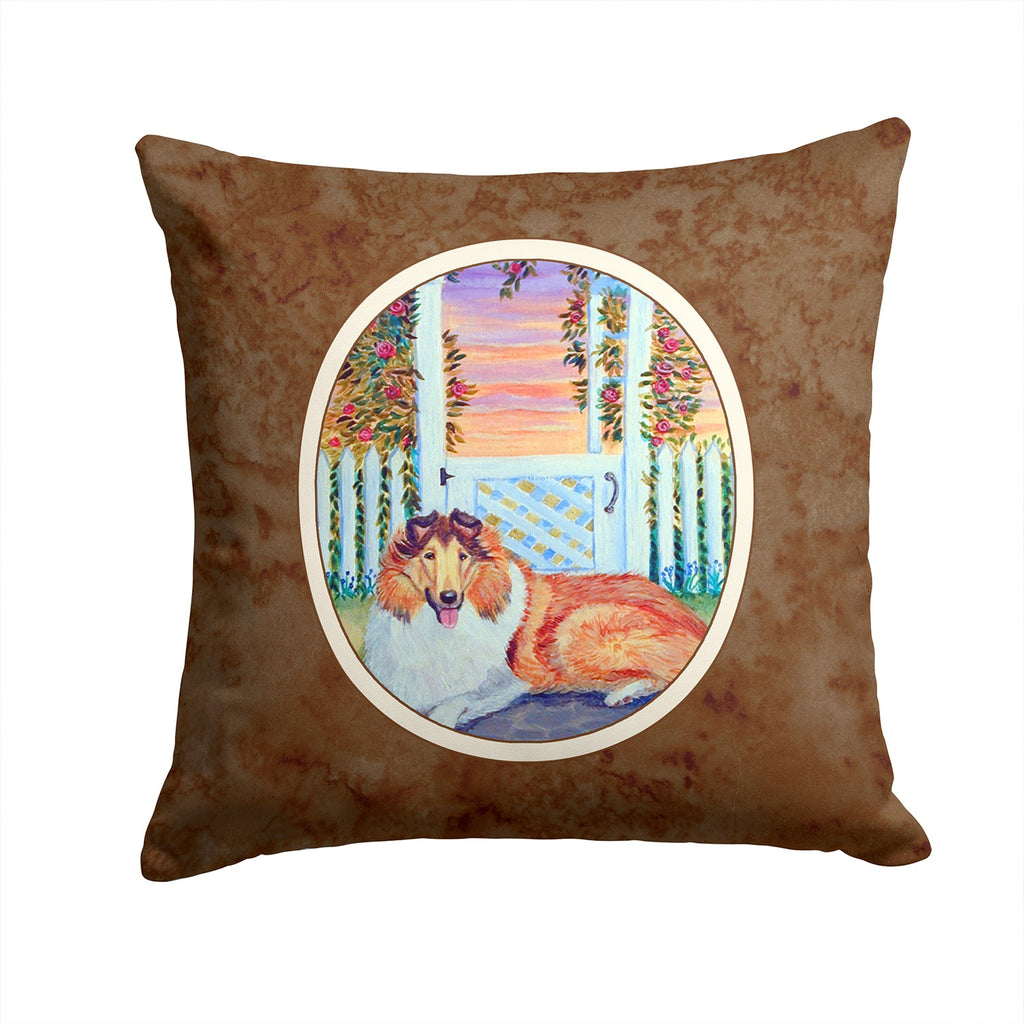 Collie Decorative Throw Pillow 14x14 Indoor Outdoor Accent Cushion, Fabric Cover with Insert for Sofa, Bed, Porch & Living Room
