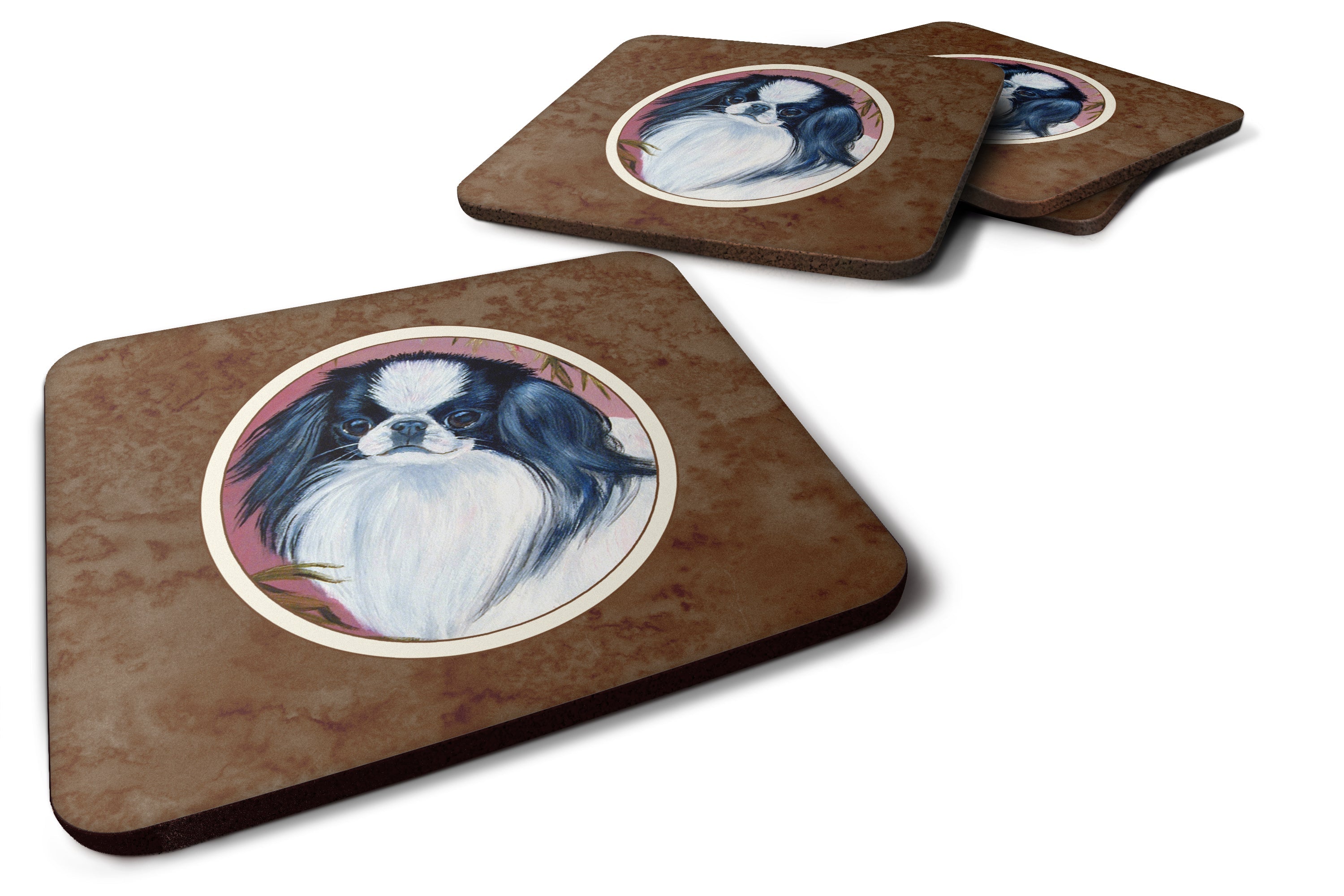 Japanese Chin Foam Coasters Set of 4 Cup Coasters for Indoor Outdoor, Tabletop Protection, Anti Slip, Mouse pad Material