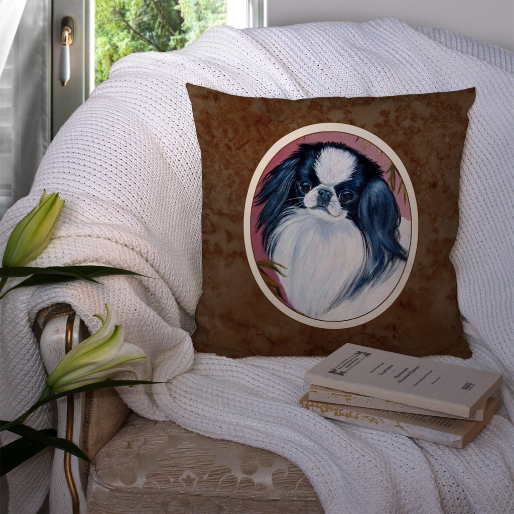 Japanese Chin Decorative Throw Pillow 14x14 Indoor Outdoor Accent Cushion, Fabric Cover with Insert for Sofa, Bed, Porch & Living Room
