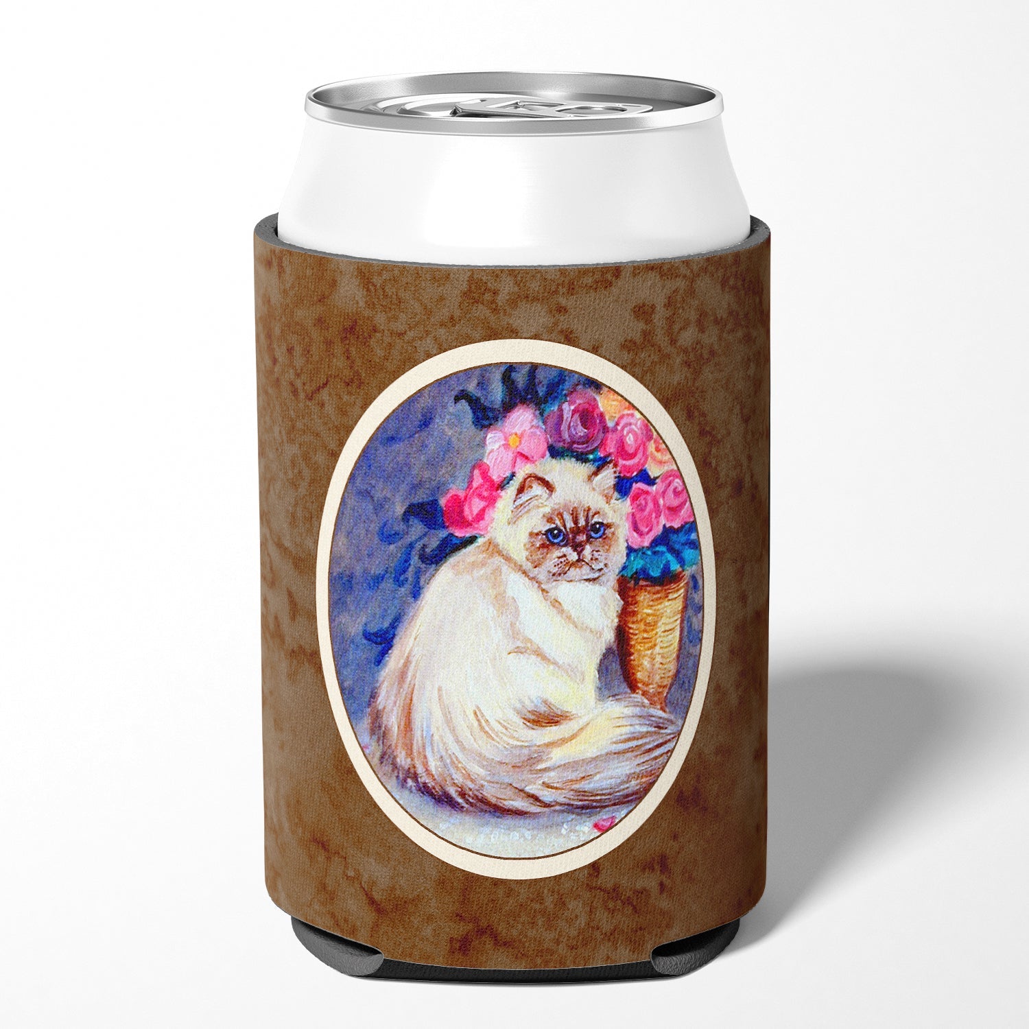 Persian Cat Can or Bottle Hugger Cooler Sleeve for Standard 12 oz Cans, Insulated Foam Beer & Soda Can Hugger Reusable