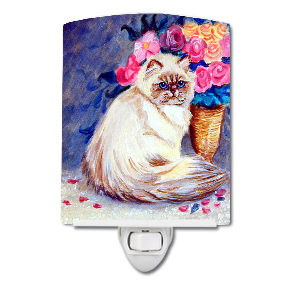 Persian Cat Ceramic Night Light Compact, UL-Certified, Ideal for Bedroom, Bathroom, Nursery, Hallway, Kitchen, 6x4x3, Multicolor