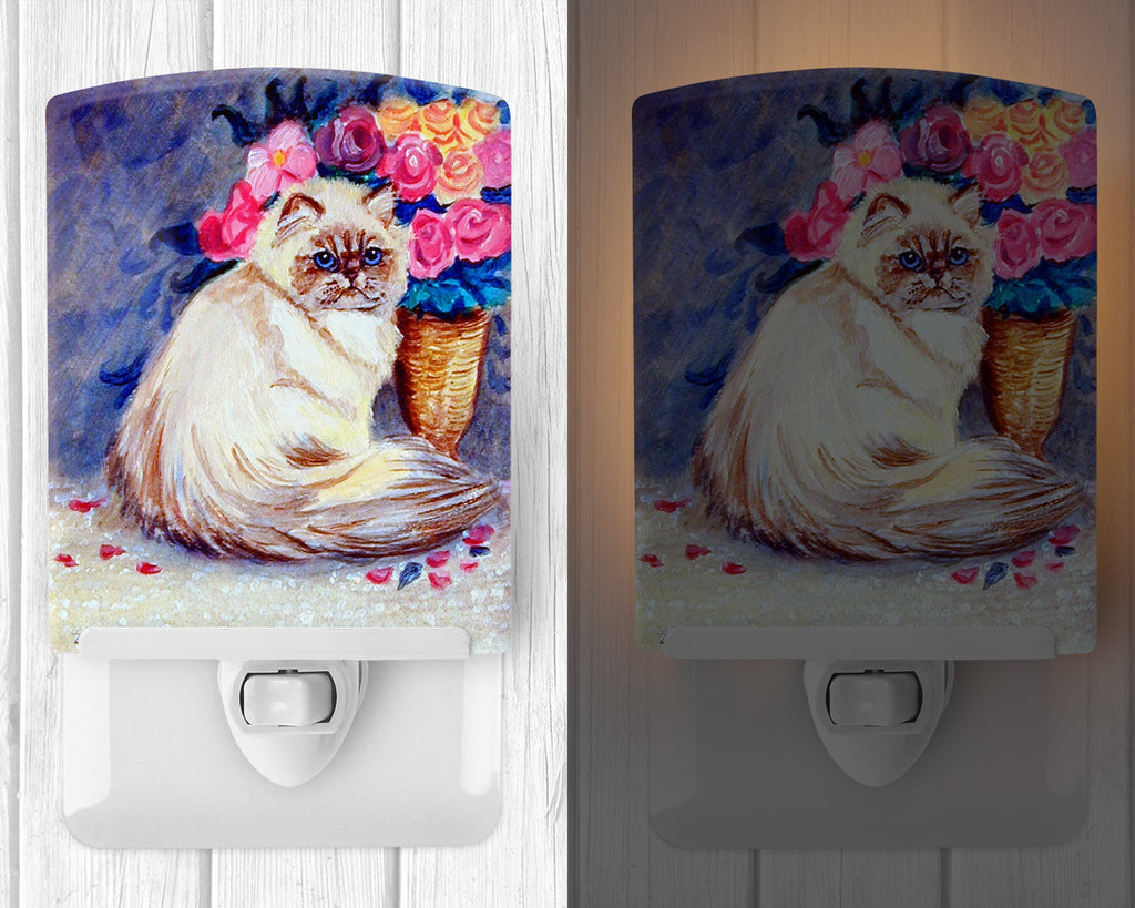 Persian Cat Ceramic Night Light Compact, UL-Certified, Ideal for Bedroom, Bathroom, Nursery, Hallway, Kitchen, 6x4x3, Multicolor