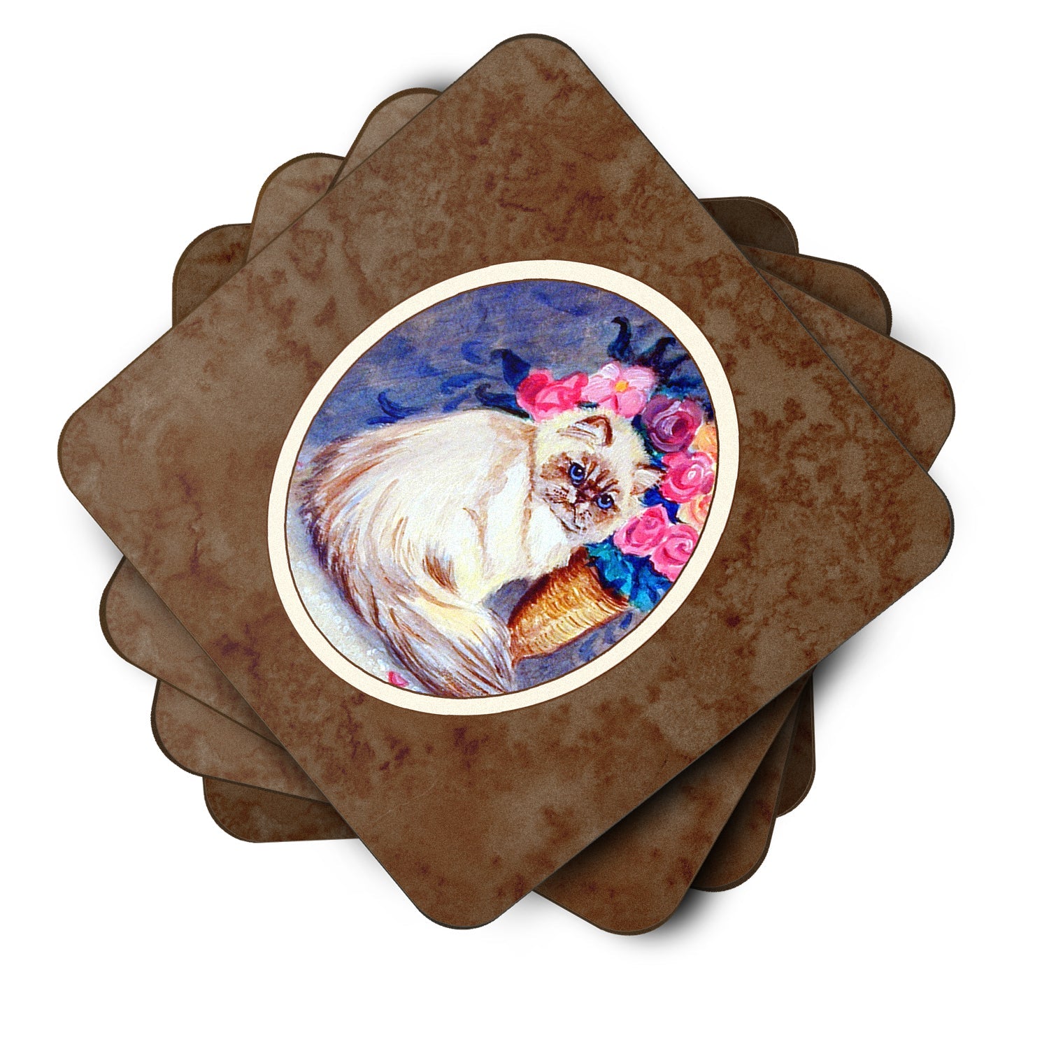 Persian Cat Foam Coasters Set of 4 Cup Coasters for Indoor Outdoor, Tabletop Protection, Anti Slip, Mouse pad Material
