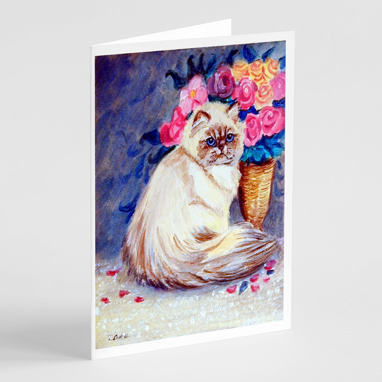 Persian Cat Greeting Cards Pack of 8 Blank Cards with Envelopes Whimsical A7 Size 5x7