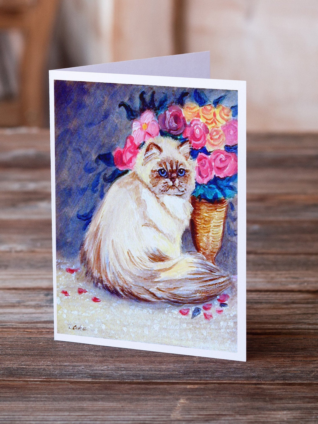 Persian Cat Greeting Cards Pack of 8 Blank Cards with Envelopes Whimsical A7 Size 5x7
