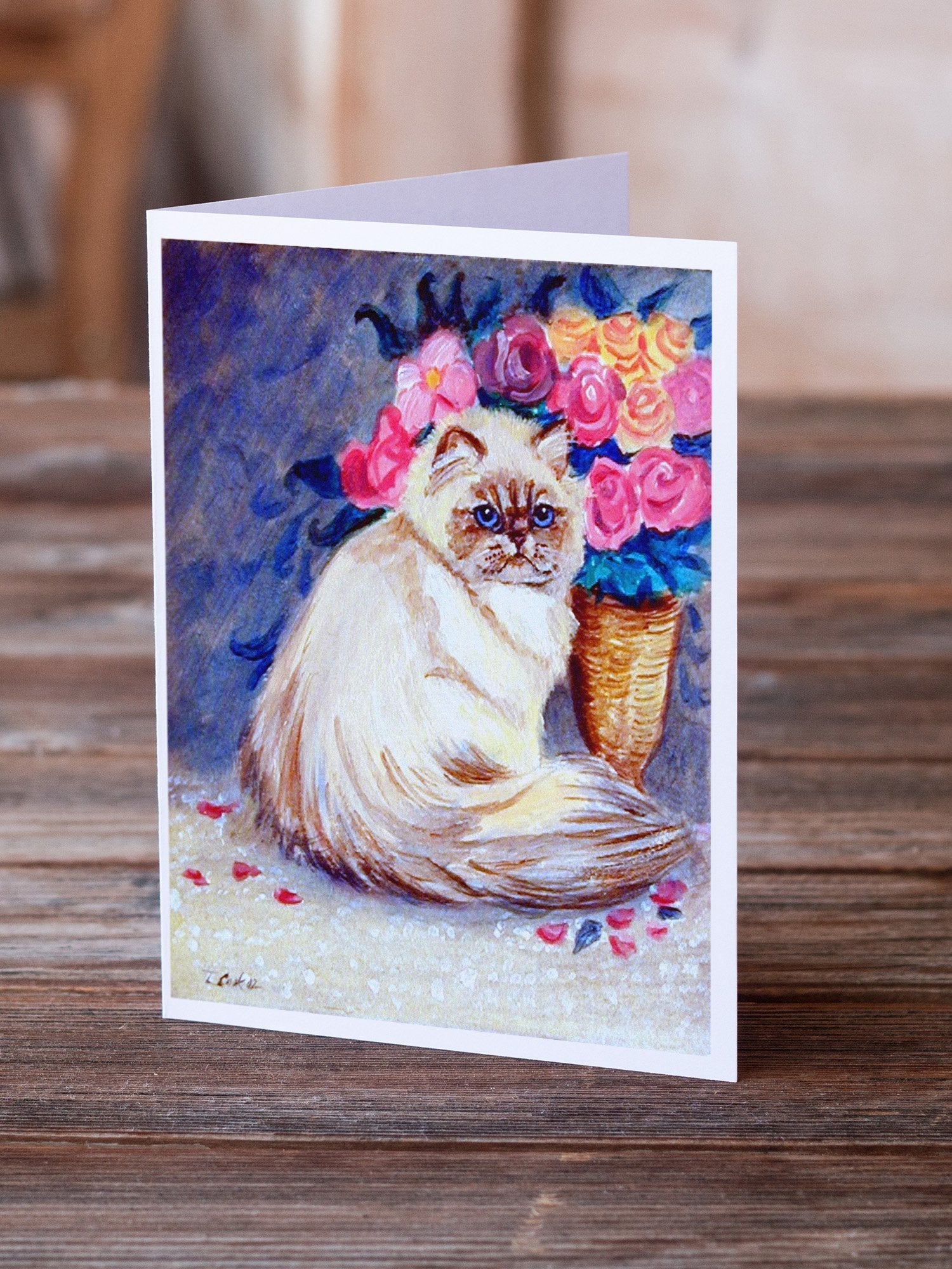 Persian Cat Greeting Cards Pack of 8 Blank Cards with Envelopes Whimsical A7 Size 5x7