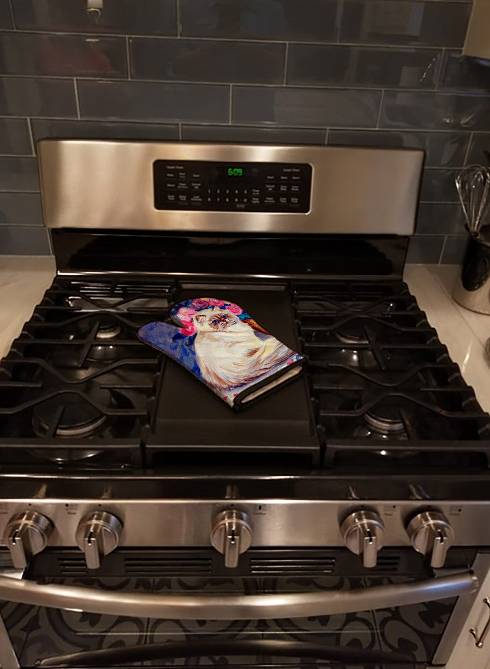 Persian Cat Oven Mitt Heat Resistant Thick Oven Mitt for Hot Pans and Oven, Kitchen Mitt Protect Hands, Cooking Baking Glove