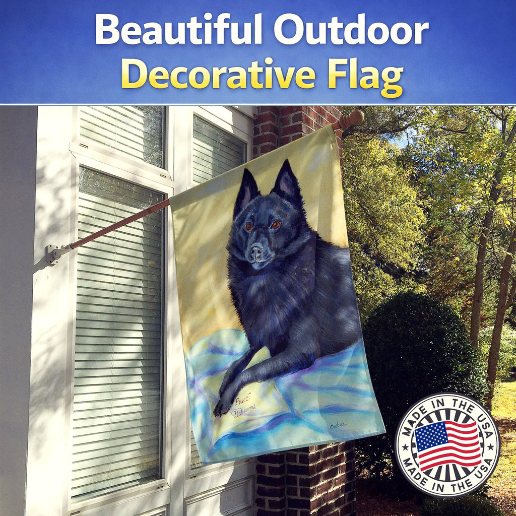 Schipperke Sweet Dreams House Flag 28x40 Porch Sleeve Pole Decorative Outside Yard Banner Artwork Wall Hanging, Polyester