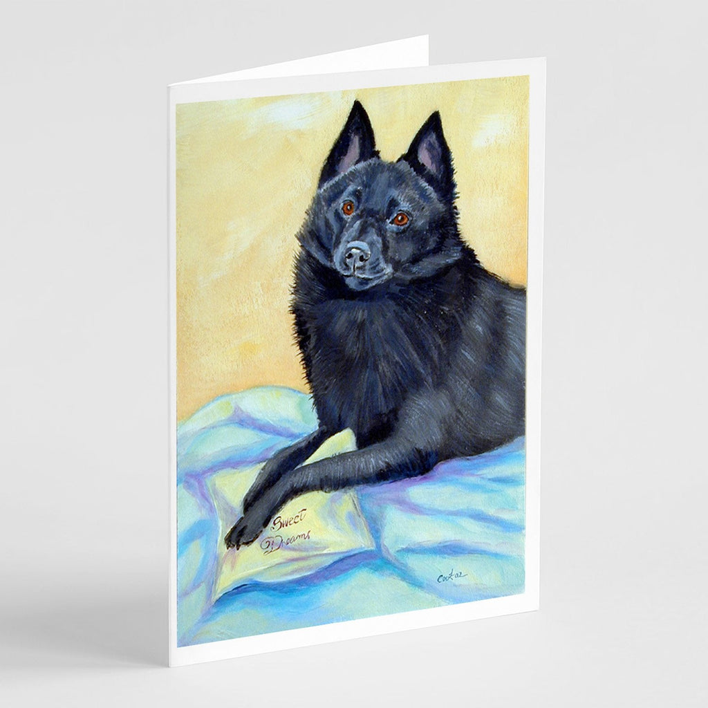 Schipperke Sweet Dreams Greeting Cards Pack of 8 Blank Cards with Envelopes Whimsical A7 Size 5x7