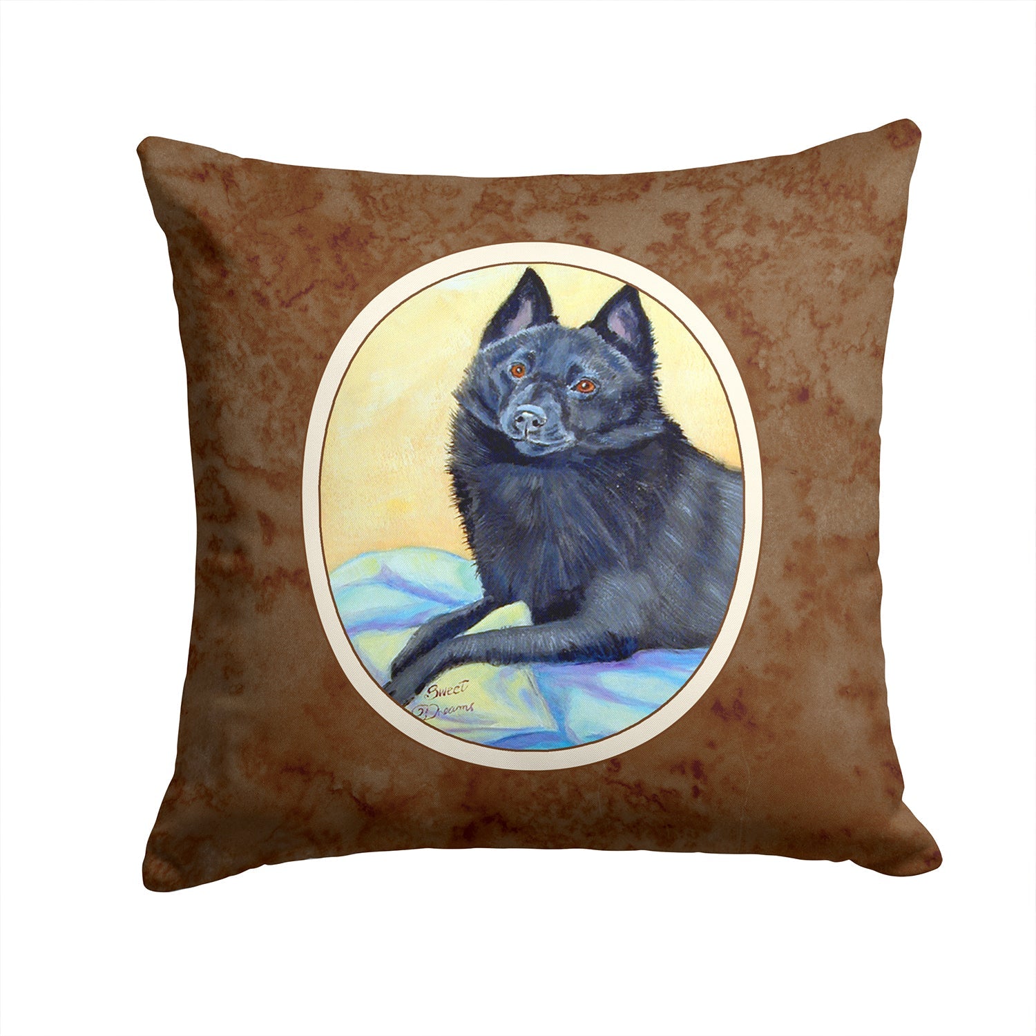 Schipperke Sweet Dreams Decorative Throw Pillow 14x14 Indoor Outdoor Accent Cushion, Fabric Cover with Insert for Sofa, Bed, Porch & Living Room