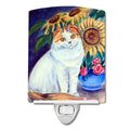 Cat Ceramic Night Light Compact, UL-Certified, Ideal for Bedroom, Bathroom, Nursery, Hallway, Kitchen, 6x4x3, Multicolor