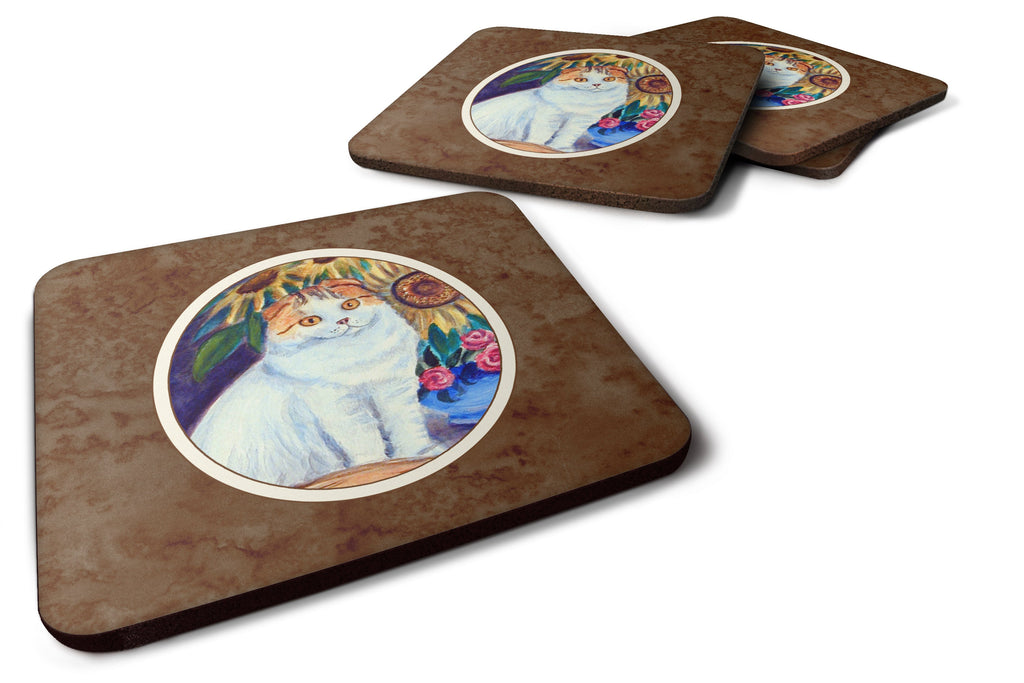 Cat Foam Coasters Set of 4 Cup Coasters for Indoor Outdoor, Tabletop Protection, Anti Slip, Mouse pad Material