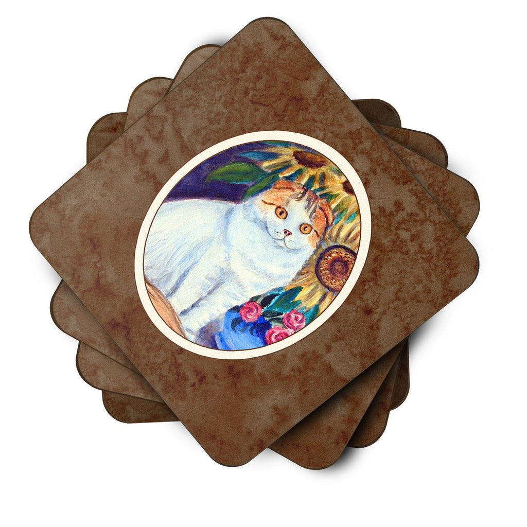 Cat Foam Coasters Set of 4 Cup Coasters for Indoor Outdoor, Tabletop Protection, Anti Slip, Mouse pad Material