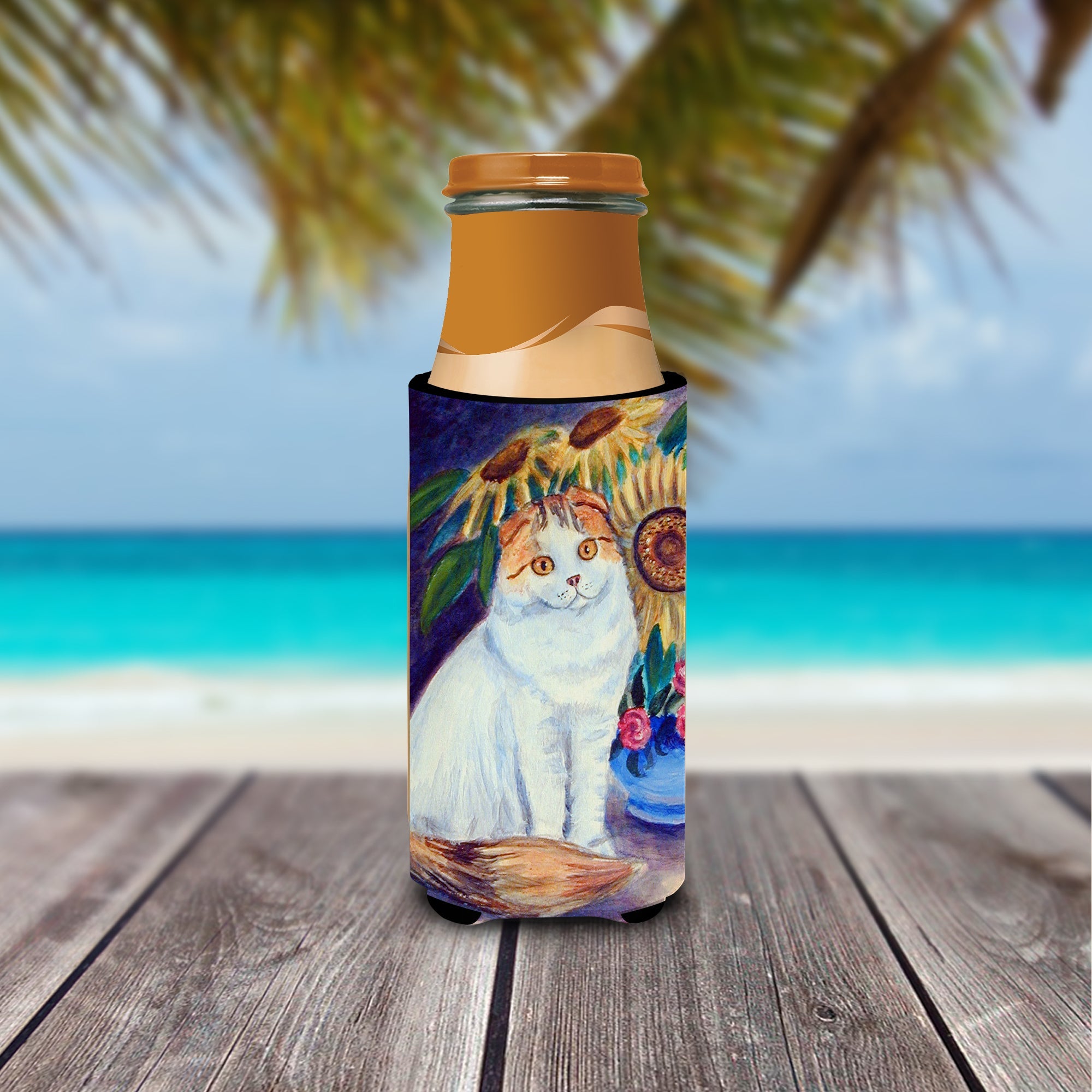 Cat Slim Can Hugger , Insulated Foam Hugger for 12 oz Slim Cans, Beer Bottles & Water Bottles, Printed in USA