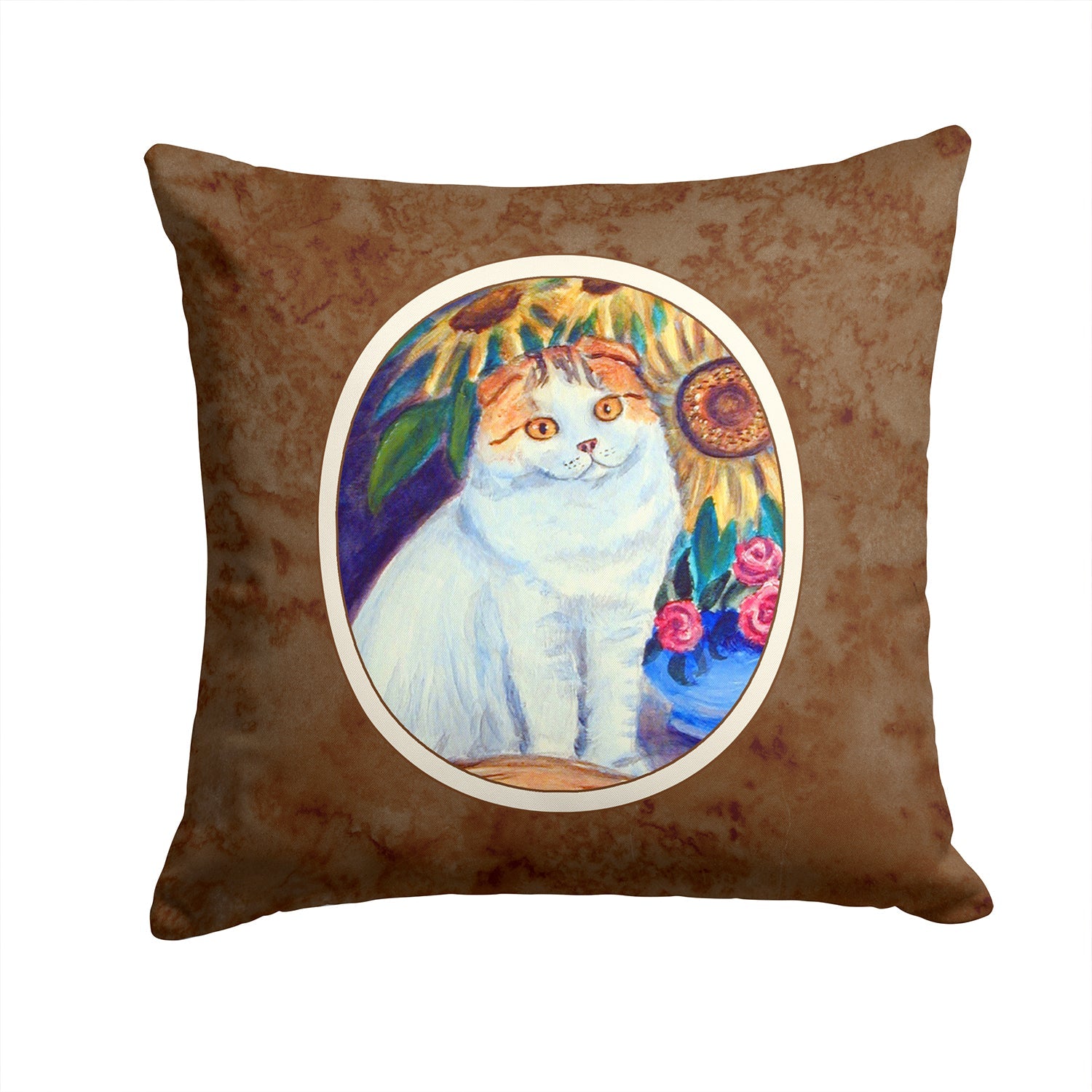 Cat Decorative Throw Pillow 14x14 Indoor Outdoor Accent Cushion, Fabric Cover with Insert for Sofa, Bed, Porch & Living Room