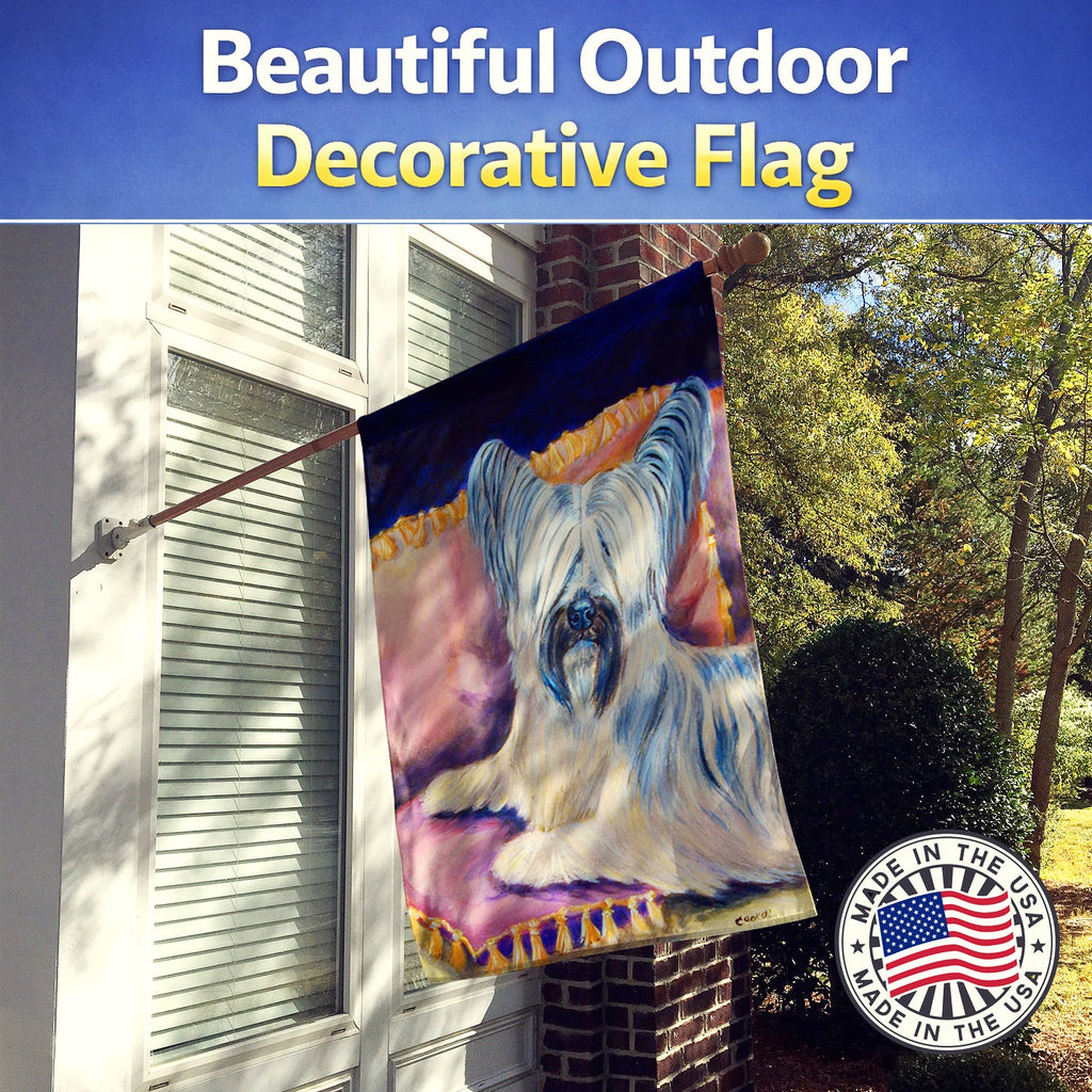 Skye Terrier House Flag 28x40 Porch Sleeve Pole Decorative Outside Yard Banner Artwork Wall Hanging, Polyester