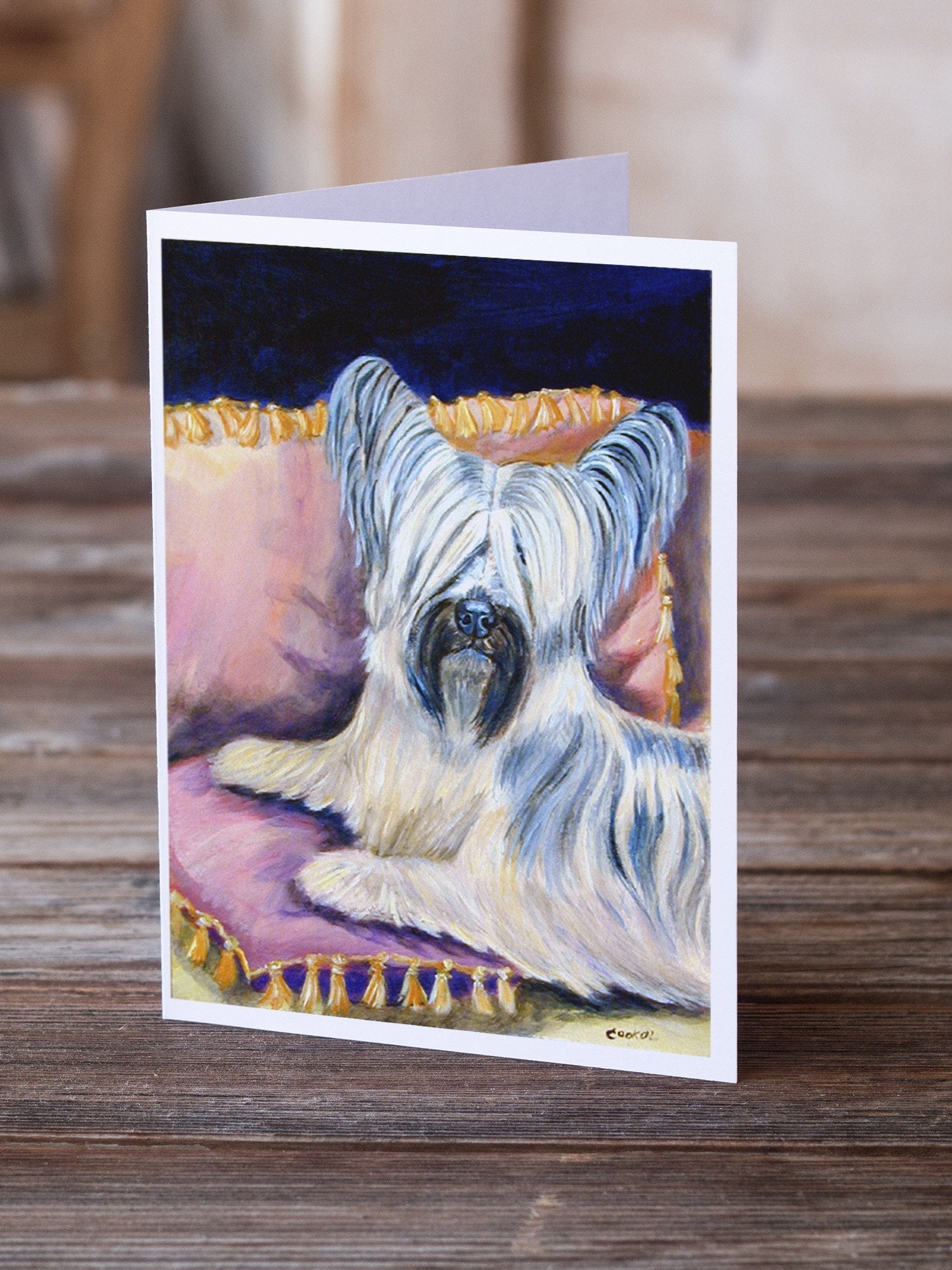 Skye Terrier Greeting Cards Pack of 8 Blank Cards with Envelopes Whimsical A7 Size 5x7
