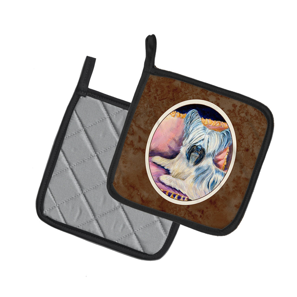 Skye Terrier Pot Holder Set of 2 Heat Resistant Quilted Hot Pads 7.5 x 7.5 Inch, Insulated Kitchen Trivets for Cooking & Baking