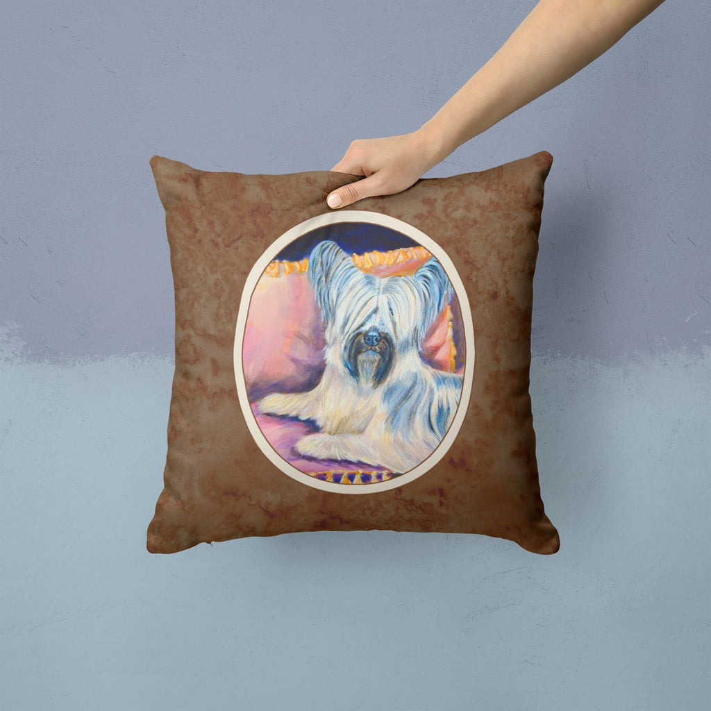 Skye Terrier Decorative Throw Pillow 14x14 Indoor Outdoor Accent Cushion, Fabric Cover with Insert for Sofa, Bed, Porch & Living Room
