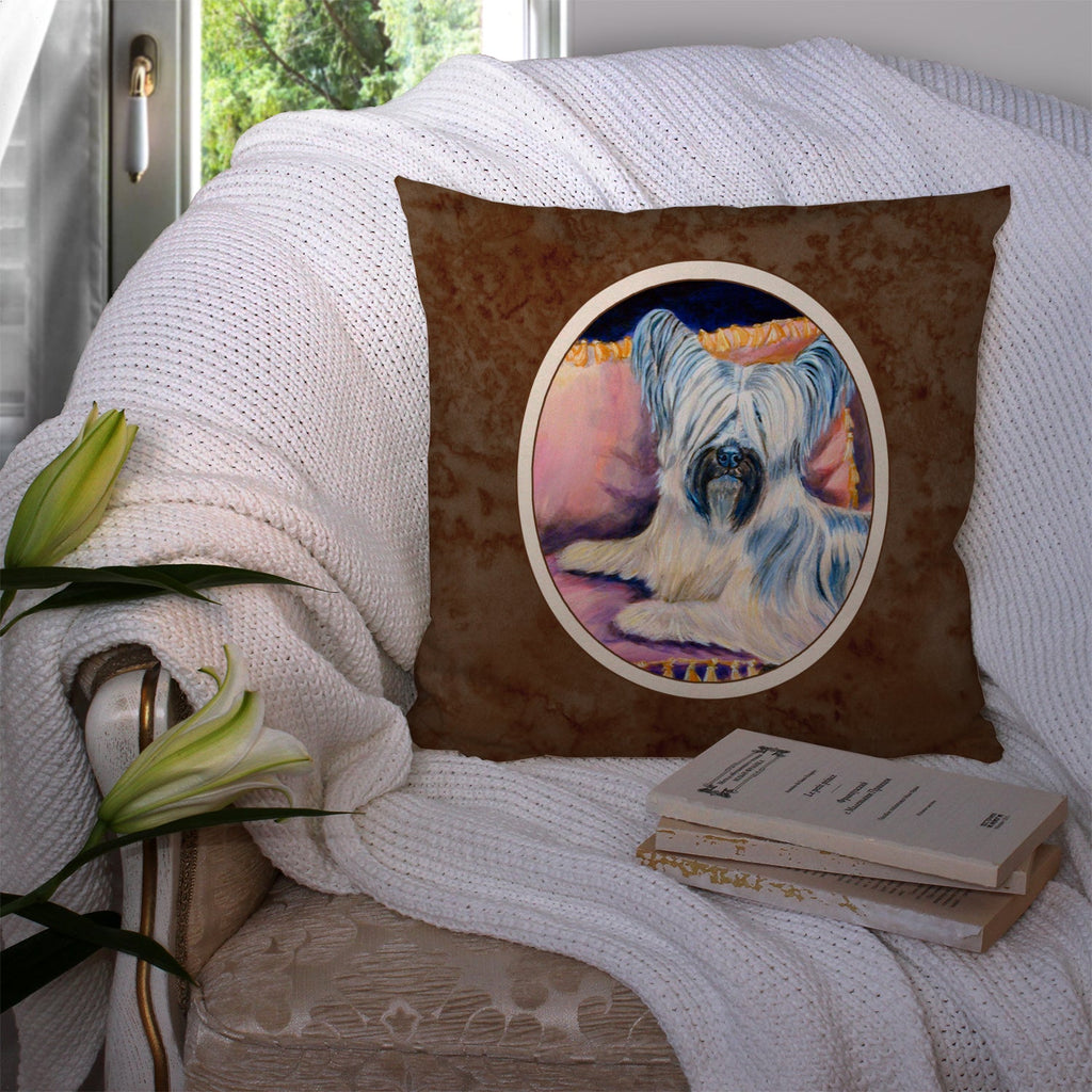 Skye Terrier Decorative Throw Pillow 14x14 Indoor Outdoor Accent Cushion, Fabric Cover with Insert for Sofa, Bed, Porch & Living Room