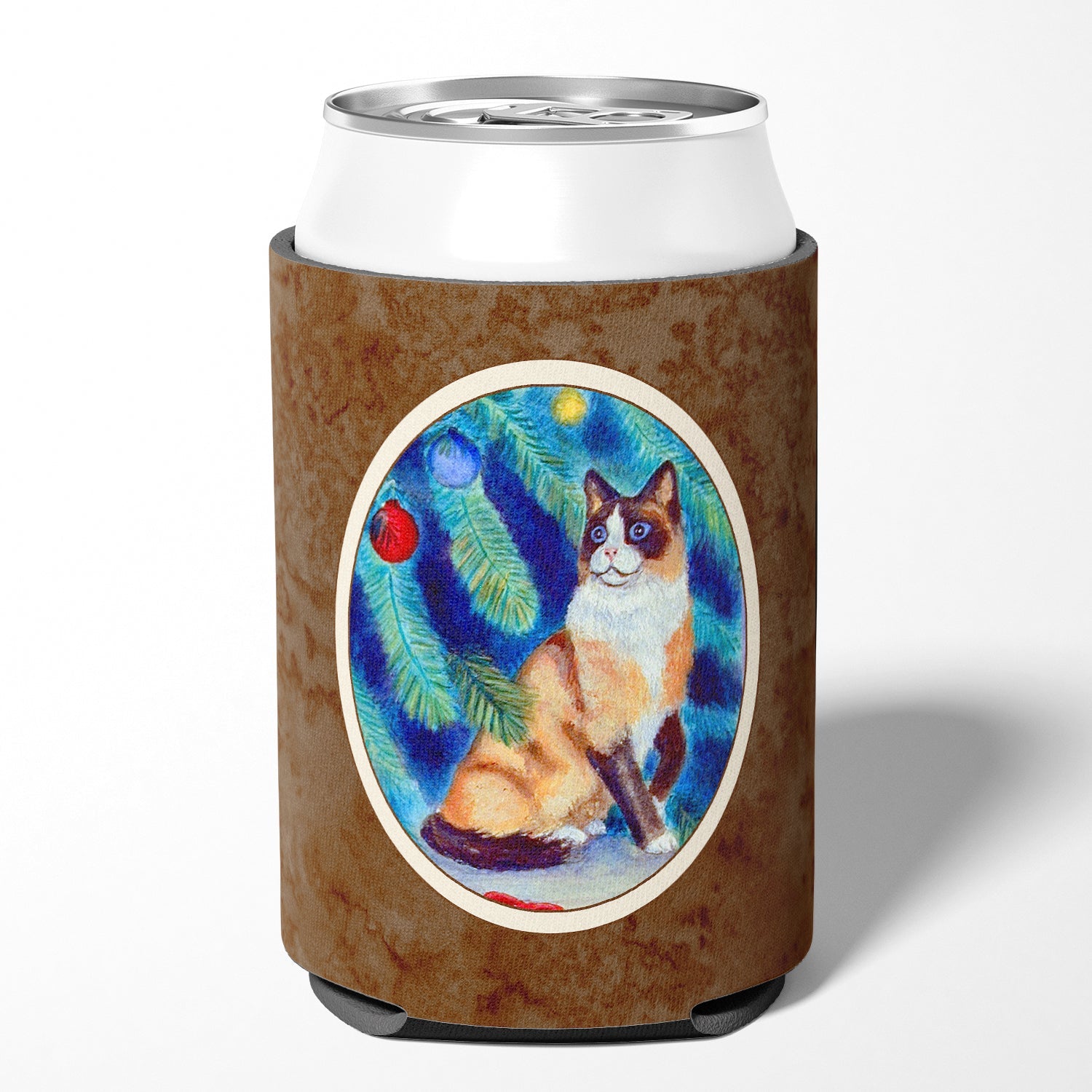 Christmas Tree Cat Can or Bottle Hugger Cooler Sleeve for Standard 12 oz Cans, Insulated Foam Beer & Soda Can Hugger Reusable
