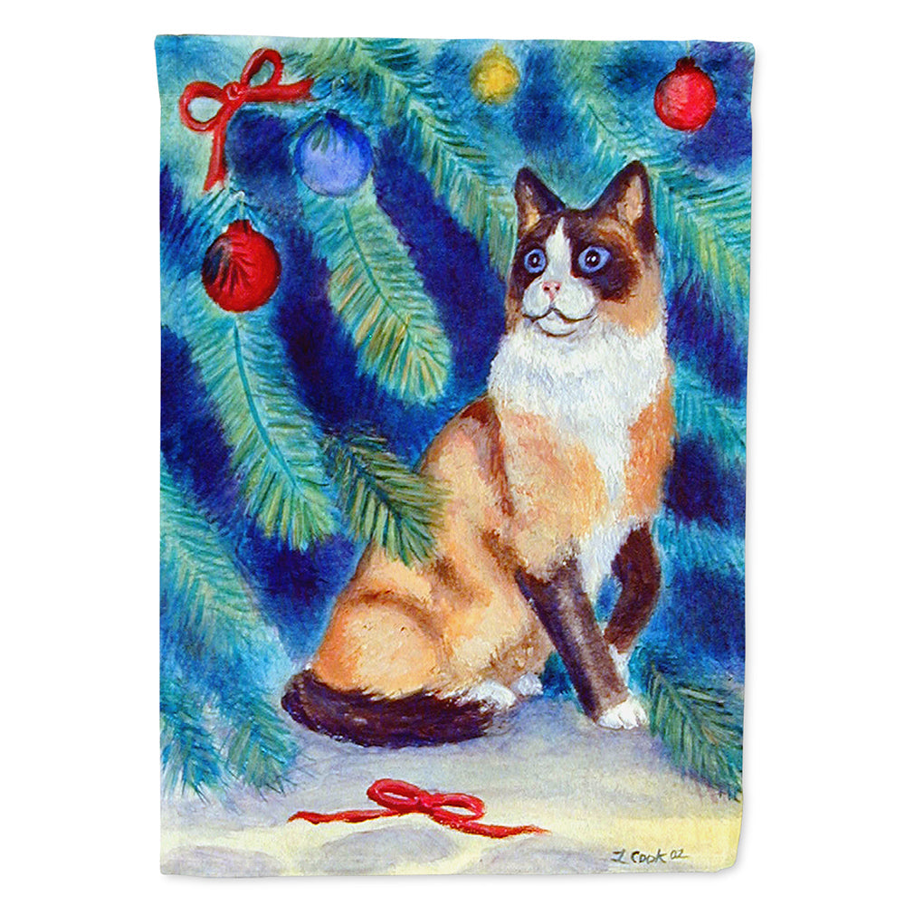Christmas Tree Cat House Flag 28x40 Porch Sleeve Pole Decorative Outside Yard Banner Artwork Wall Hanging, Polyester