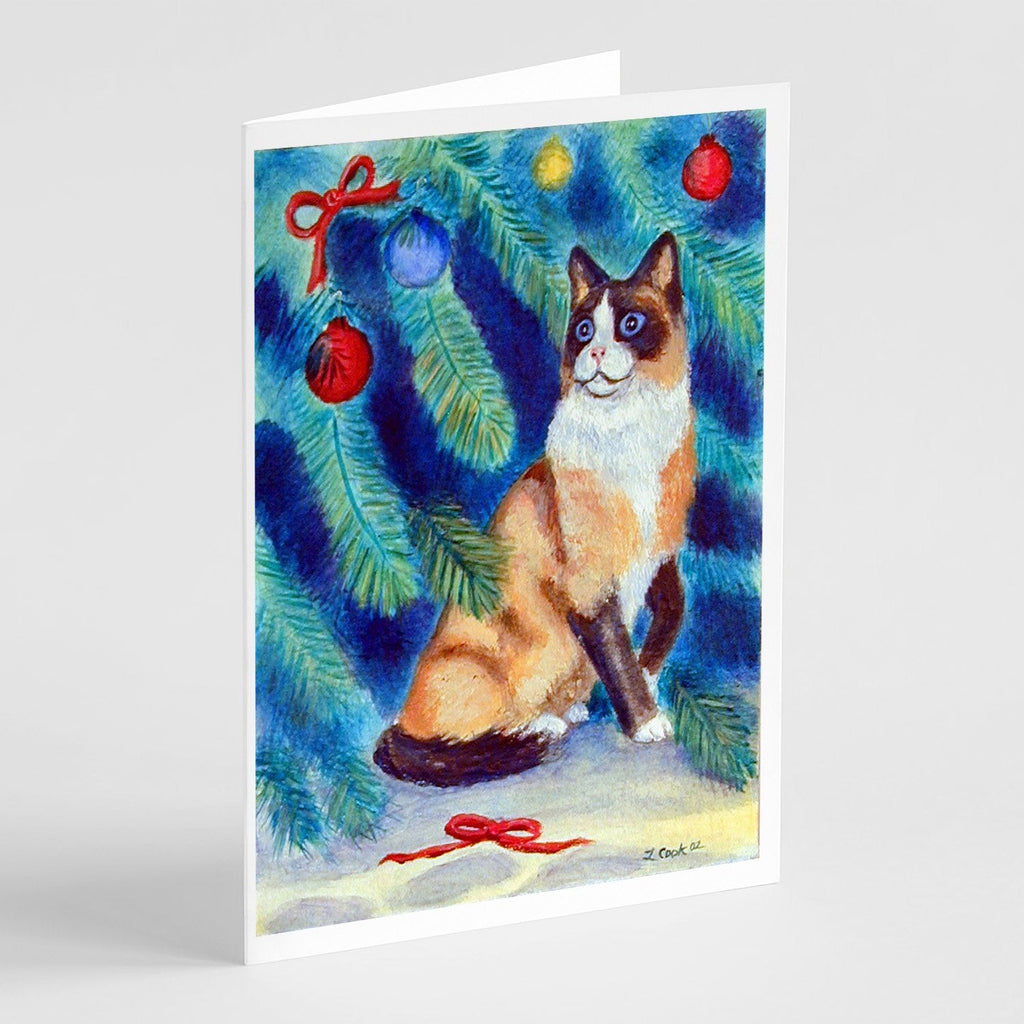 Christmas Tree Cat Greeting Cards Pack of 8 Blank Cards with Envelopes Whimsical A7 Size 5x7