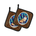 Christmas Tree Cat Pot Holder Set of 2 Heat Resistant Quilted Hot Pads 7.5 x 7.5 Inch, Insulated Kitchen Trivets for Cooking & Baking