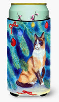 Christmas Tree Cat Tall Boy Hugger Can Cooler Sleeve Machine Washable Drink Collapsible Insulator Beverage Insulated Holder