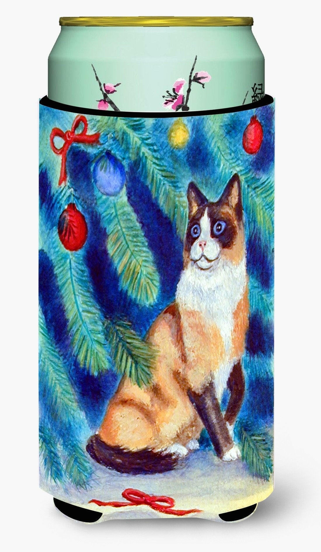 Christmas Tree Cat Tall Boy Hugger Can Cooler Sleeve Machine Washable Drink Collapsible Insulator Beverage Insulated Holder