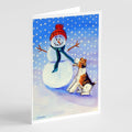 Snowman with  Fox Terrier Greeting Cards Pack of 8 Blank Cards with Envelopes Whimsical A7 Size 5x7