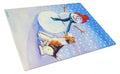 Snowman with  Fox Terrier Cutting Board Tempered Glass Kitchen Cutting Surface, Heat Resistant Chopping, Non-Slip Feet, Food Prep & Serving