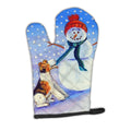 Snowman with  Fox Terrier Oven Mitt Heat Resistant Thick Oven Mitt for Hot Pans and Oven, Kitchen Mitt Protect Hands, Cooking Baking Glove