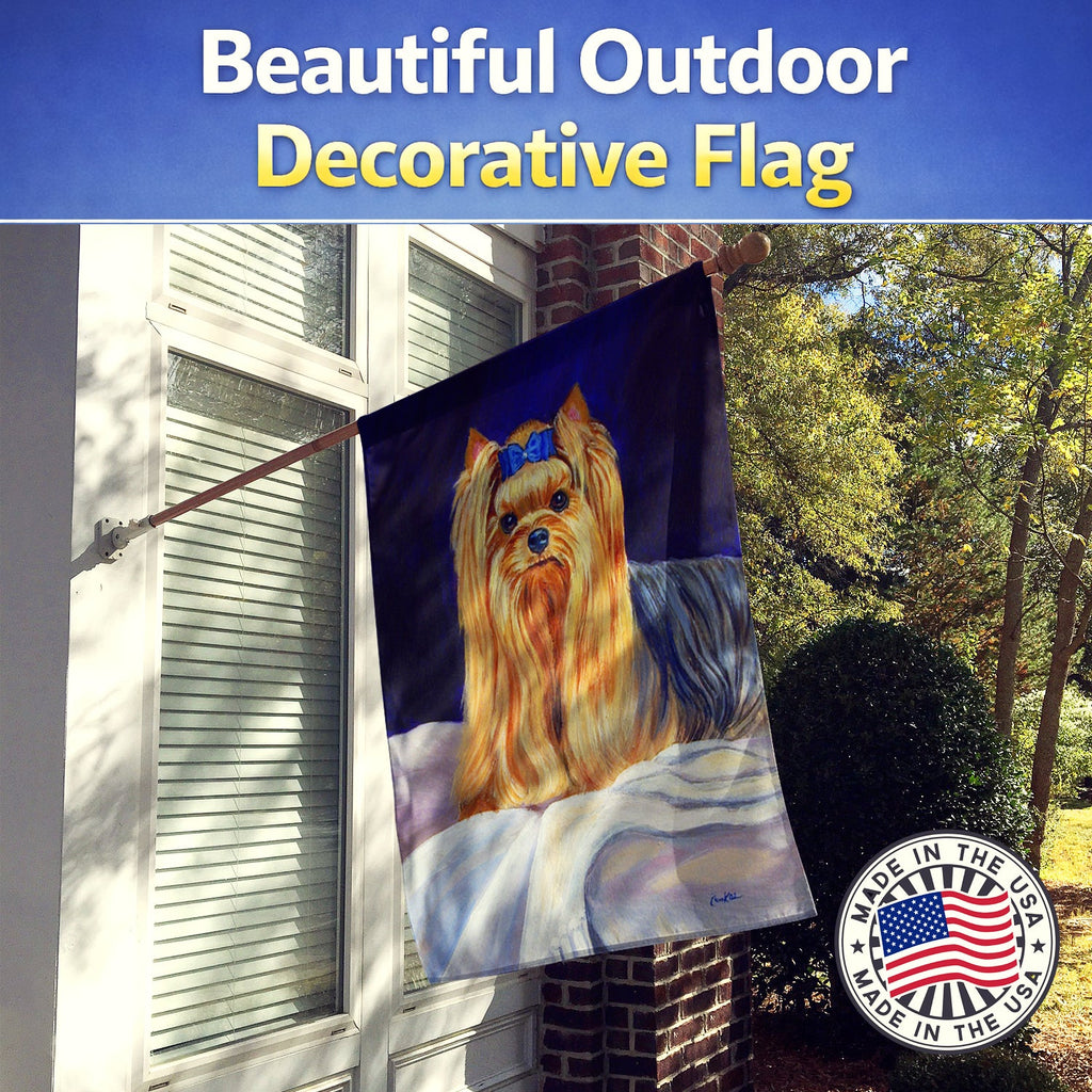 Yorkie House Flag 28x40 Porch Sleeve Pole Decorative Outside Yard Banner Artwork Wall Hanging, Polyester