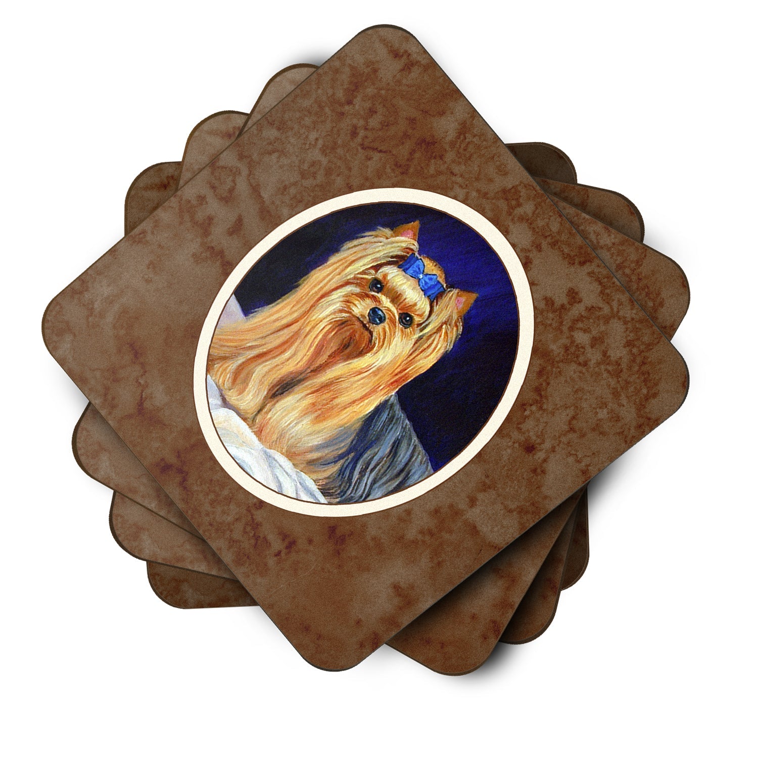 Yorkie Foam Coasters Set of 4 Cup Coasters for Indoor Outdoor, Tabletop Protection, Anti Slip, Mouse pad Material