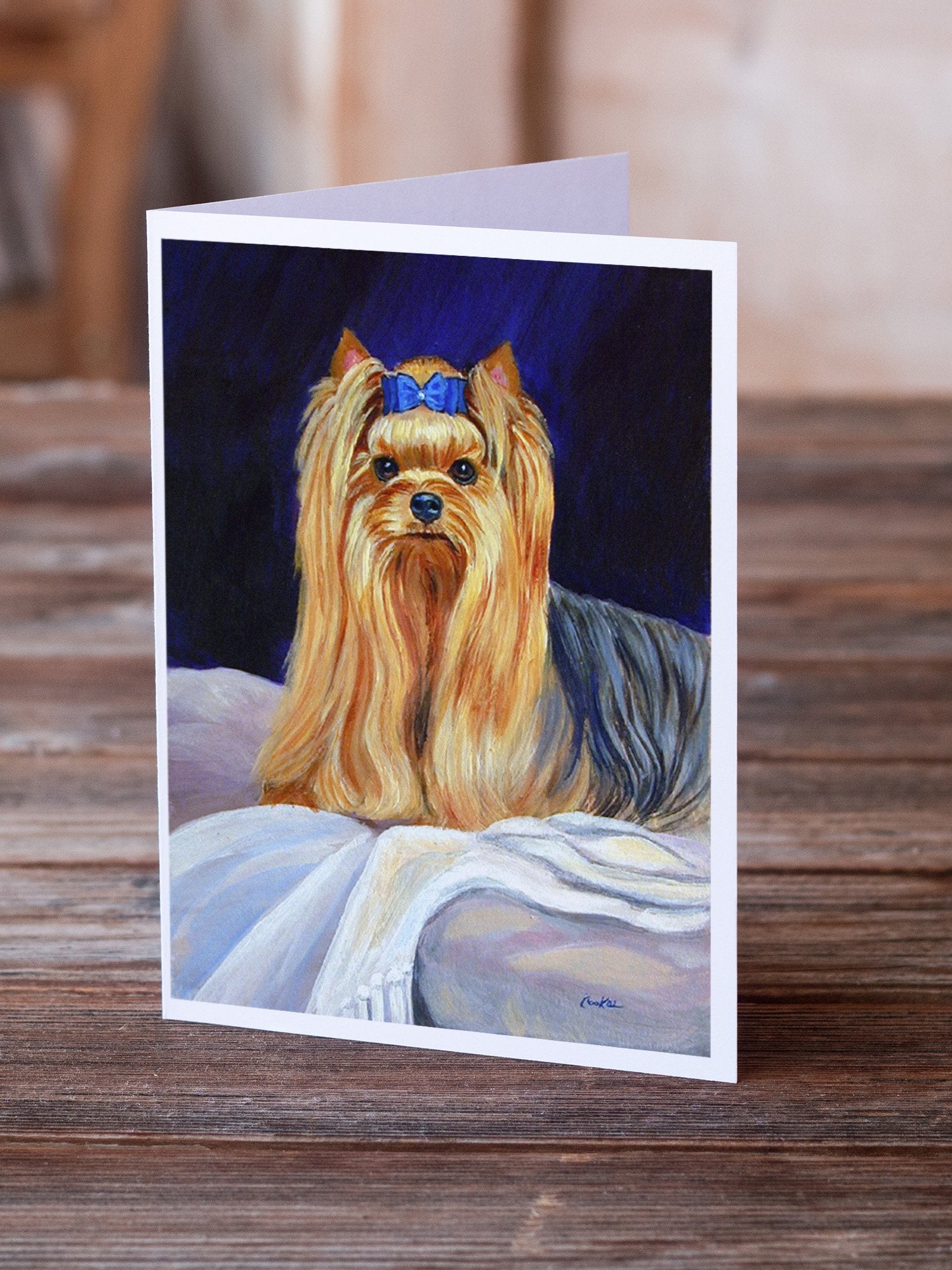 Yorkie Greeting Cards Pack of 8 Blank Cards with Envelopes Whimsical A7 Size 5x7