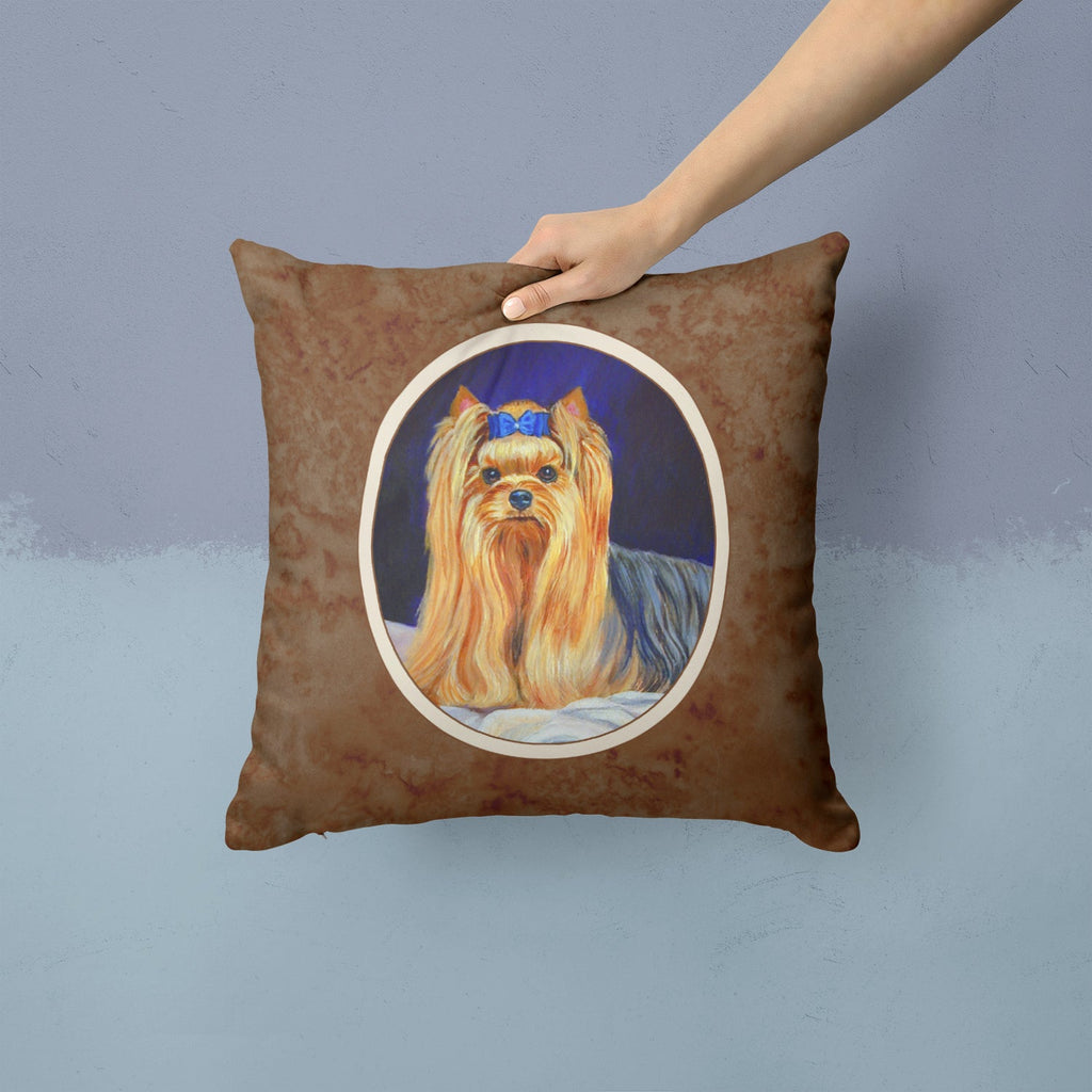 Yorkie Decorative Throw Pillow 14x14 Indoor Outdoor Accent Cushion, Fabric Cover with Insert for Sofa, Bed, Porch & Living Room
