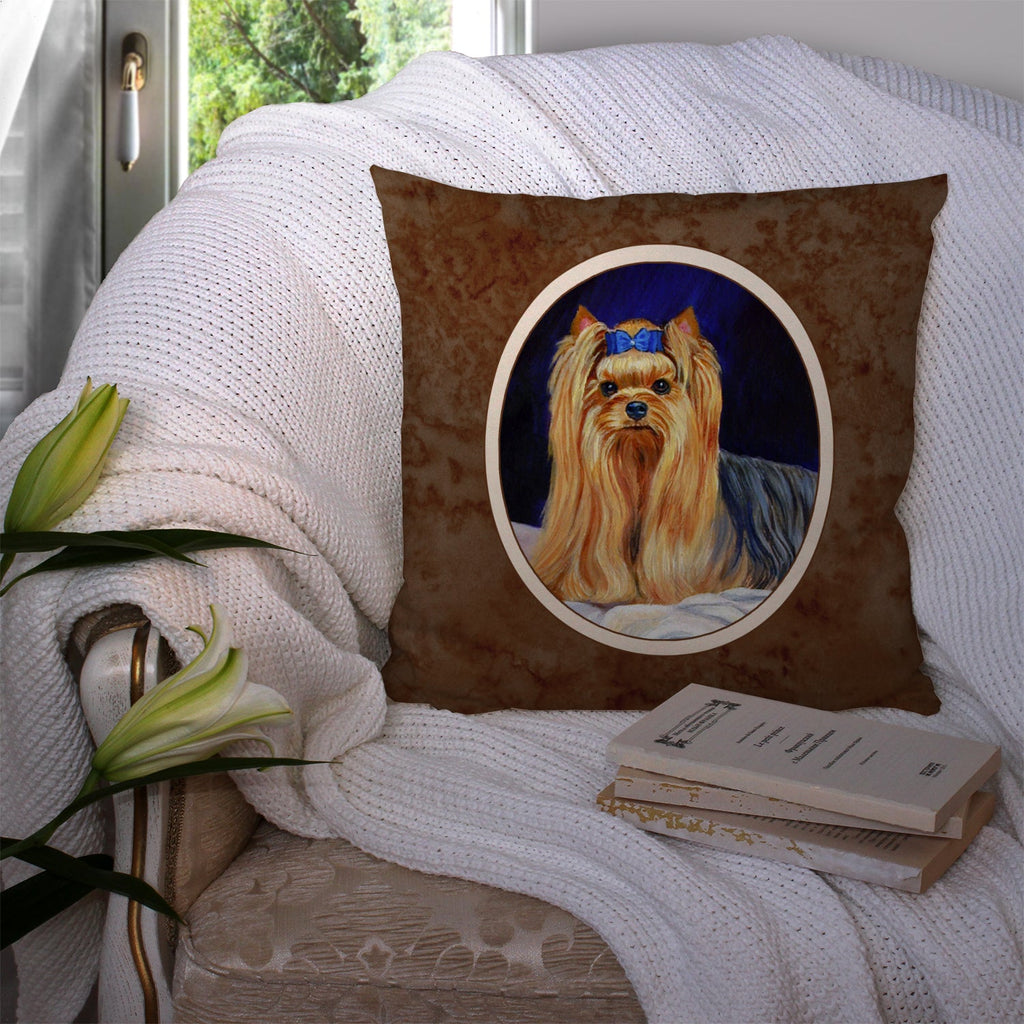 Yorkie Decorative Throw Pillow 14x14 Indoor Outdoor Accent Cushion, Fabric Cover with Insert for Sofa, Bed, Porch & Living Room