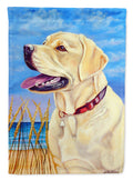 Yellow Labrador at the Beach House Flag 28x40 Porch Sleeve Pole Decorative Outside Yard Banner Artwork Wall Hanging, Polyester